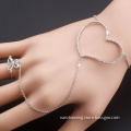 OUXI Fashion Jewelry The Butterfly Love Heart Finger Chain Hand Ring Bracelet